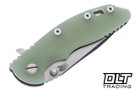Hinderer 3.25" XM-18 S45VN Spearpoint - Working Finish Titanium - Stonewashed Blade - Translucent Green G-10