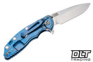 Hinderer 3.25" XM-18 S45VN Spearpoint - Blue Anodized Titanium - Stonewashed Blade - Blue & Black G-10 - Back