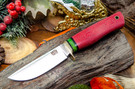 Blade Raid Mini Manitou CPM-154 Red Linen Micarta - Green Acrylic Spacer