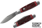 RoseCraft Barren Forj Jack - Red Jigged Bone - Satin 14C28N Clip Point Blade