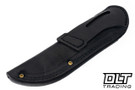 Black leather knife sheath with belt loop. 