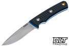 Vehement Foreman - Black Frag G-10 - Blue Liners - Satin Blade - Black Leather - White Stitching