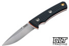 Vehement Foreman - Black Frag G-10 - Orange Liners - Satin Blade - Black Leather - White Stitching