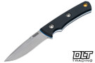 Vehement Foreman - Black Micarta - Blue Liners - Satin Blade - Black Leather - White Stitching