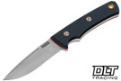 Vehement Foreman - Black Micarta - Red Liners - Mosaic Pins - Satin Blade - Black Leather - Red Stitching