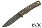 Vehement Foreman - OD Micarta - Orange Liners - Black Wash Blade - Black Leather - White Stitching