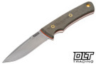 Vehement Foreman - OD Micarta - Orange Liners - Mosaic Pins - Satin Blade - Black Leather - Orange Stitching