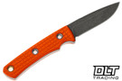 Vehement Foreman - Orange Frag G-10 - Black Liners - Black Wash Blade - Black Leather - White Stitching
