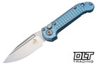 Microtech 1135-10FRMS6 L.U.D.T. - Ice Blue Frag Titanium - Blue Accents - Stonewash Blade - Marfione Select