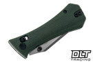Auxiliary Manufacturing Coffin Tanto Crossbar - Green Micarta - Stonewash 14C28N Blade