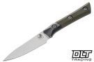 Microtech 3.5" Paring Knife - Stonewashed Blade - Bead Blasted Titanium Bolster - OD Green G-10