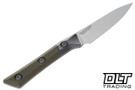 Microtech 3.5" Paring Knife - Stonewashed Blade - Bead Blasted Titanium Bolster - OD Green G-10