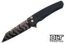 Pro-Tech Malibu Custom - Black Dragon Scale Textured Handle - Baker Forge Elite Coppermai Ripple Damascus Blade