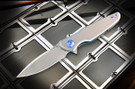 Spartan Blades Pandia - Stonewashed Titanium - Blue Hardware  - Stonewashed MagnaCut Blade