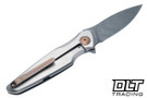 Spartan Blades Pandia - Stonewashed Titanium - Bronze Hardware - Damascus Blade