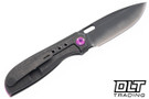 Poikilo Blade Gecko BS3 - Dark Stonewash Titanium - Accent Holes - Purple Accents - DLC to Satin Fade M398 Blade