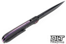 Poikilo Blade Gecko BS3 - Dark Stonewash Titanium - Accent Holes - Purple Accents - DLC to Satin Fade M398 Blade