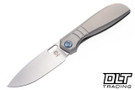 Poikilo Blade Gecko WS2 - Titanium Handle -  Blue Accents - Satin M398 Blade