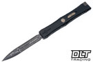 Microtech 1152-16HCBKBZ Nemesis IV D/E - Black Ano Aircraft Alloy - Bronze Accents - Etched Blade - Marfione Custom