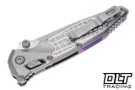 Microtech 160RL-10FRSMS4 Socom Ram-Lok - Stonewash Frag Titanium - Purple Accents - Stonewash Blade - Marfione Select