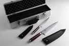 Shun Kohen Limited Edition 2 Piece Set - Red & Black Pakkawood Handle - Damascus Blade