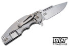 Hinderer Jurassic Frontier Clip Point MagnaCut - Stonewashed Titanium & Blade - Black G-10 - Back