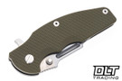 Hinderer Jurassic Frontier Clip Point MagnaCut - Stonewashed Titanium & Blade - OD Green G-10