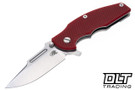 Hinderer Jurassic Frontier Clip Point MagnaCut - Stonewashed Titanium & Blade - Red G-10