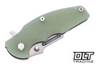 Hinderer Jurassic Frontier Clip Point MagnaCut - Stonewashed Titanium & Blade - Translucent Green G-10