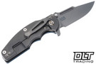 Hinderer Jurassic Frontier Clip Point MagnaCut - Working Finish Titanium & Blade - Blue & Black G-10 - Back