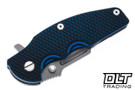 Hinderer Jurassic Frontier Clip Point MagnaCut - Working Finish Titanium & Blade - Blue & Black G-10