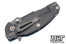 Hinderer Jurassic Frontier Clip Point MagnaCut - Working Finish Titanium & Blade - Blue & Black G-10