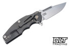 Hinderer Jurassic Frontier Clip Point MagnaCut - Working Finish Titanium - Stonewashed Blade - Black G-10 - Back