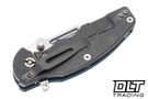 Hinderer Jurassic Frontier Clip Point MagnaCut - Working Finish Titanium - Stonewashed Blade - Blue & Black G-10