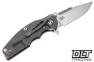 Hinderer Jurassic Frontier Clip Point MagnaCut - Working Finish Titanium - Stonewashed Blade - Red G-10 - Back
