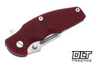 Hinderer Jurassic Frontier Clip Point MagnaCut - Working Finish Titanium - Stonewashed Blade - Red G-10