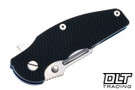 Hinderer Jurassic Frontier Clip Point MagnaCut - Blue Anodized Titanium - Stonewashed Blade - Black G-10