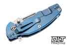 Hinderer Jurassic Frontier Clip Point MagnaCut - Blue Anodized Titanium - Stonewashed Blade - Black G-10