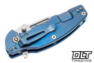 Hinderer Jurassic Frontier Clip Point MagnaCut - Blue Anodized Titanium - Stonewashed Blade - Blue & Black G-10