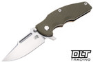 Hinderer Jurassic Frontier Clip Point MagnaCut - Bronze Anodized Titanium - Stonewashed Blade - OD Green G-10