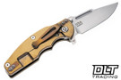 Hinderer Jurassic Frontier Clip Point MagnaCut - Bronze Anodized Titanium - Stonewashed Blade - OD Green G-10 - Back