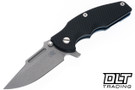 Hinderer Jurassic Frontier Clip Point MagnaCut - Battle Blue Anodized Titanium - Working Finish Blade - Black G-10