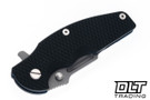 Hinderer Jurassic Frontier Clip Point MagnaCut - Battle Blue Anodized Titanium - Working Finish Blade - Black G-10