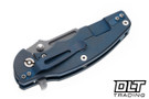 Hinderer Jurassic Frontier Clip Point MagnaCut - Battle Blue Anodized Titanium - Working Finish Blade - Black G-10