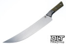 Microtech 10" Butcher Knife - Titanium Bolster - OD Green G-10 - Stonewash Blade