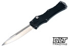 Microtech 1150-CIBLKSS Halo IV - Black Hardcoat Ano Aircraft Alloy - Cracked Ice Blade - Marfione Custom