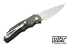 Pro-Tech TR-5 - Green Feather Textured Handle - Stonewashed Blade - Mosaic Button