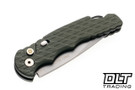 Pro-Tech TR-5 - Green Feather Textured Handle - Stonewashed Blade - Mosaic Button