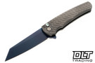 Pro-Tech Malibu Reverse Tanto - Stainless Steel Tread Texture Handle - Sapphire Blue MagnaCut Blade - Abalone Button