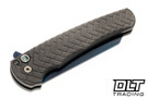 Pro-Tech Malibu Reverse Tanto - Stainless Steel Tread Texture Handle - Sapphire Blue MagnaCut Blade - Abalone Button